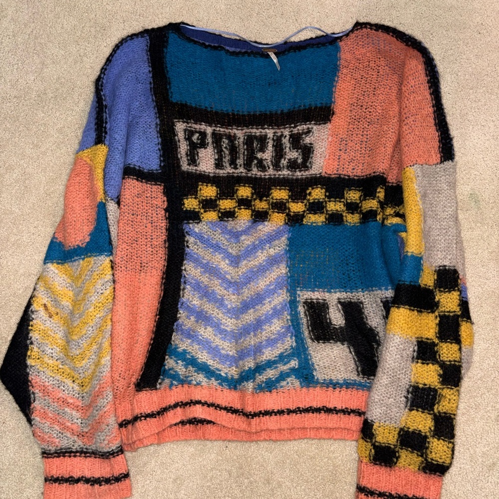 Rare Free People Colorblock Alpaca Sweater